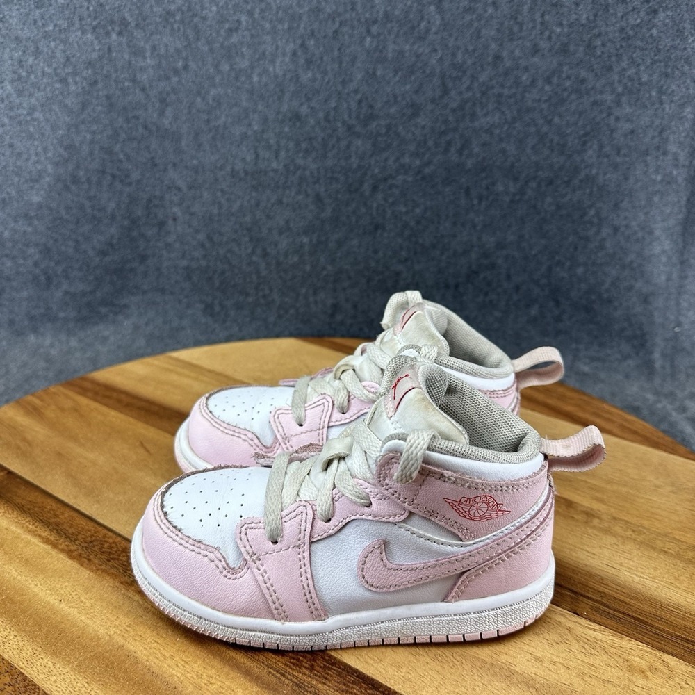 Nike Air Jordan 1 Mid Pink Foam/White Toddler Sneakers DQ8425-608 Size 8C - Picture 6 of 11